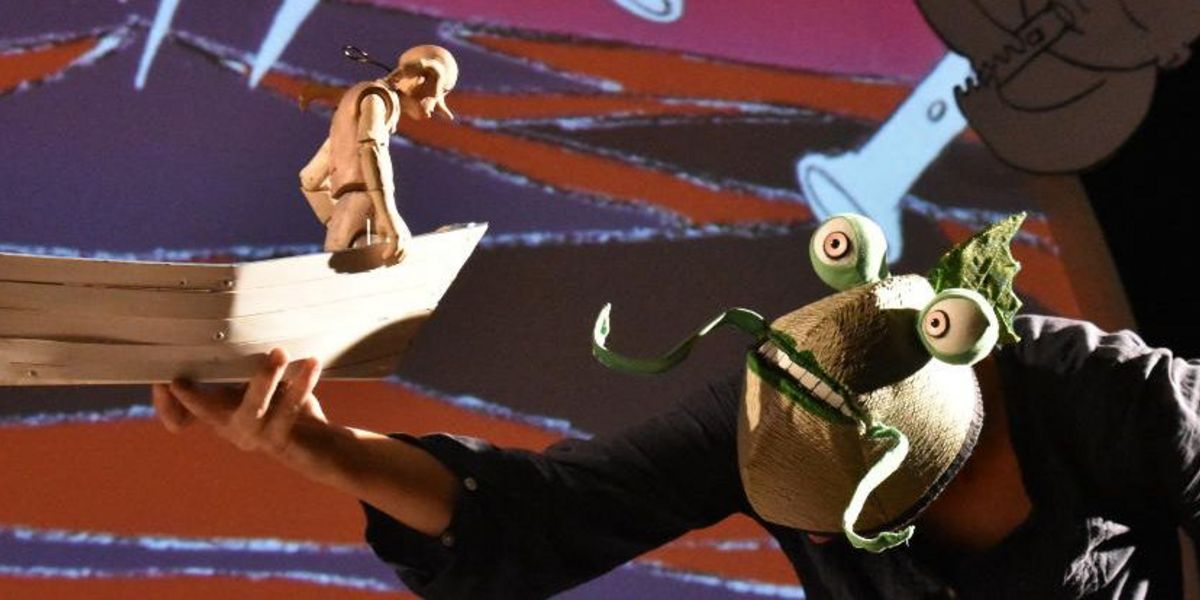 "Mantje Mantje timpe-te": Der Fischer trägt den Butt – als "Kopfkuppe" von Annika Pilstl – die maßlosen Wünsche seiner Frau vor. Und am Ende bleibt nichts. – Foto: Würdinger